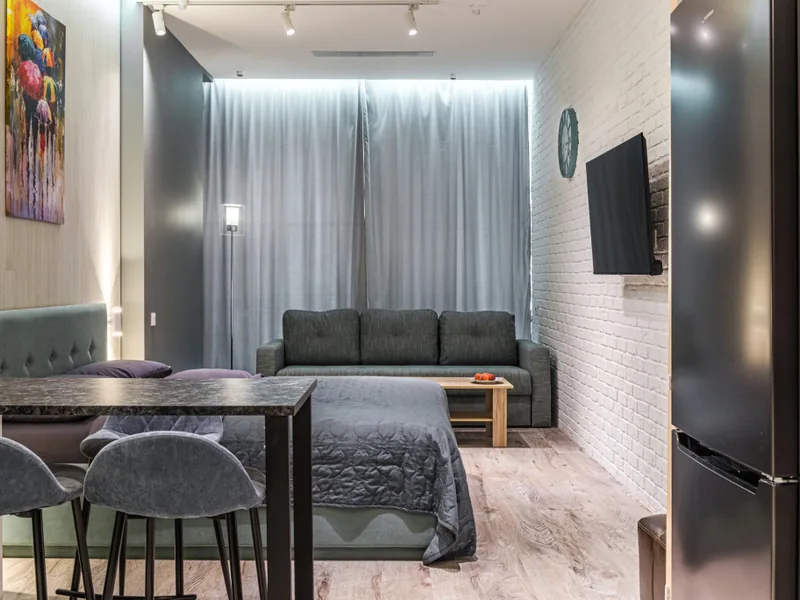Студия с красивым видом из окна в апартаментах «Flat Inn рядом с метро Маяковская на 2-ой Брестской улице»