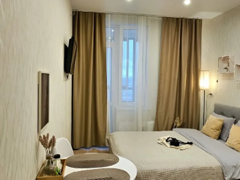 Студия с балконом и с красивым видом из окна в апартаментах «Апартаменты White Lodging»