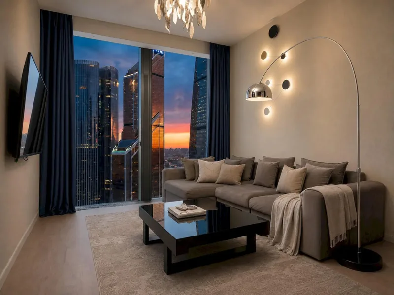 Другие фото апартаментов «Москва Сити AV Sunset 2 комнаты 35 этаж с колонкой и подсветкой»