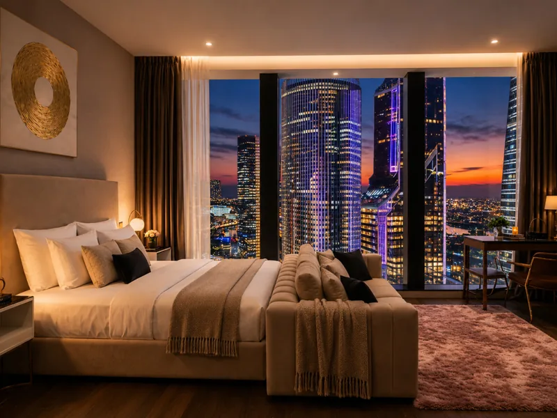Ресепшн / лобби «Sky City Moscow LUX Студия с большим окном с видом на все башни и город!»