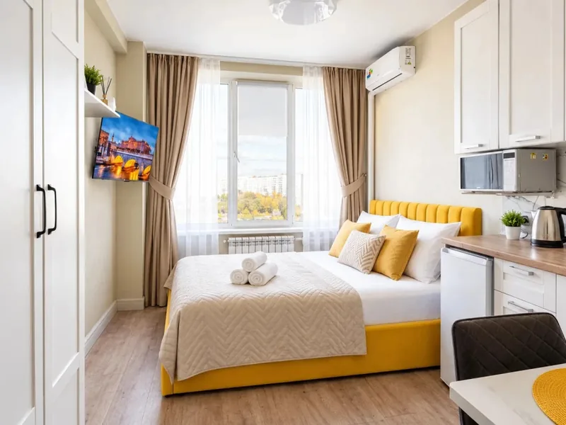 Апартаменты c 1 комнатой с красивым видом из окна в квартире «Супер студия BestFlat24»